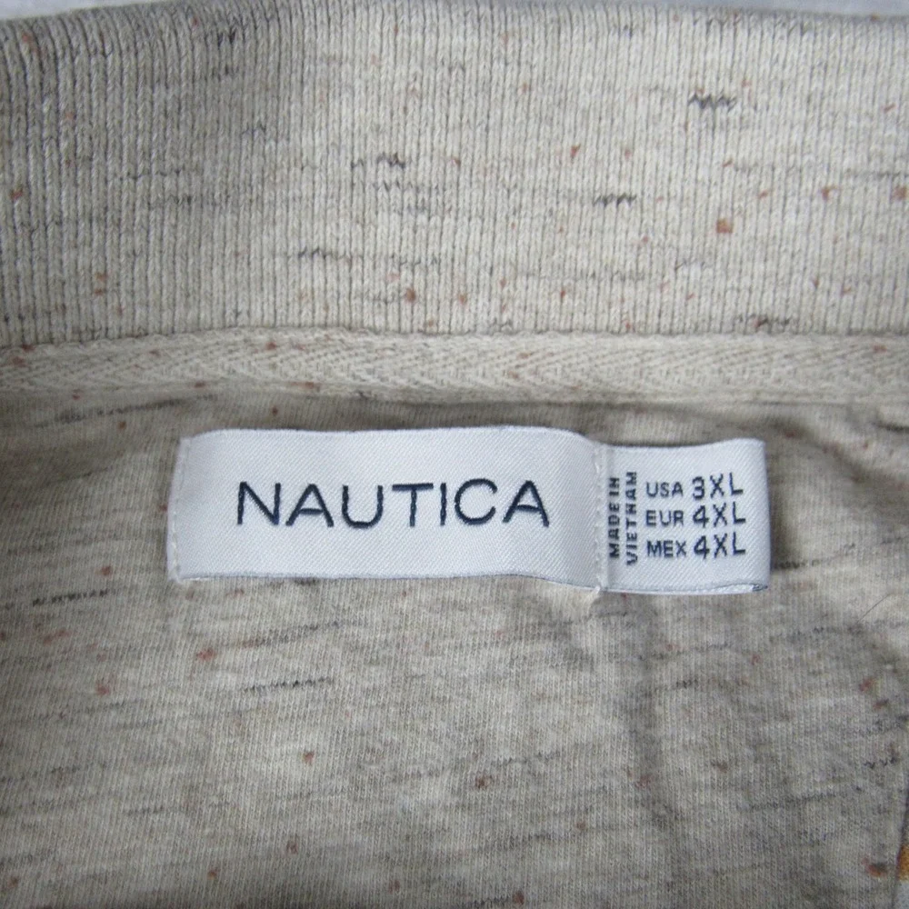 Nautica Polo Mens 3XL Tan Striped Excellent Short Sleeve‎ Cotton Shirt